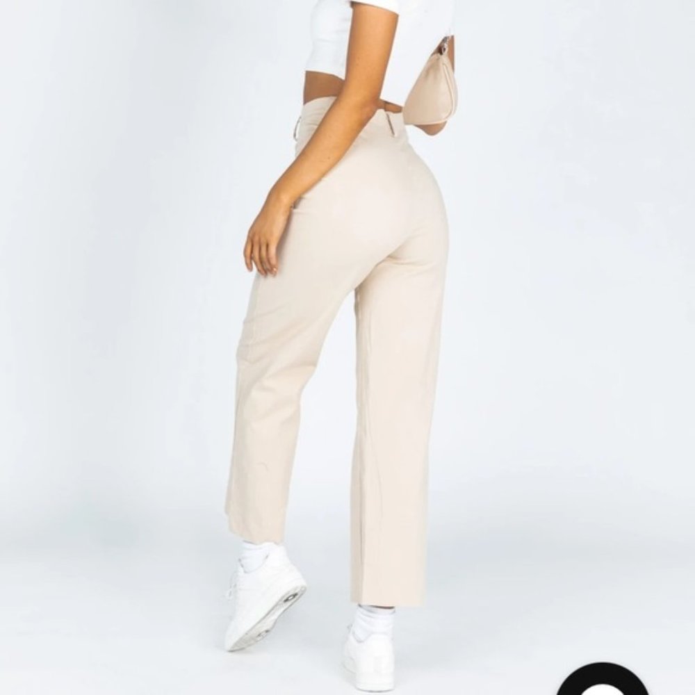 Princess Polly Carter Beige High Rise Straight Leg Pants 4 - Picture 4 of 10